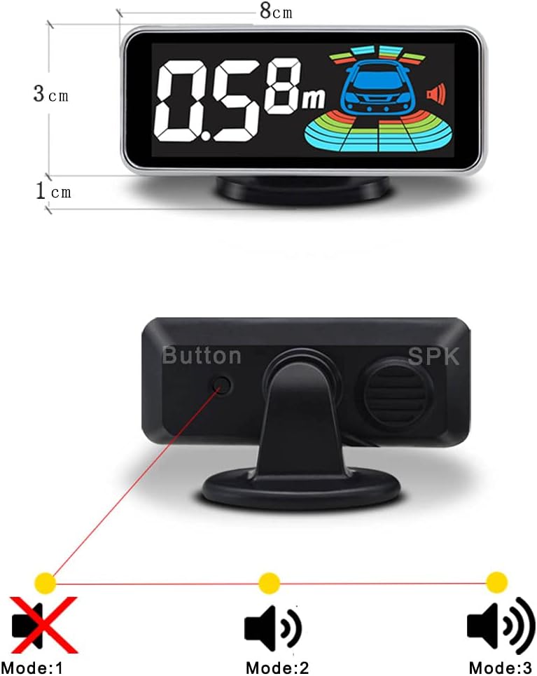 ELSNU Backup Parktronic System Car Auto Vehicle Reverse with 8 Parking Sensors kit Distance Detection LCD Distance Display Sound Warning … - Image 4